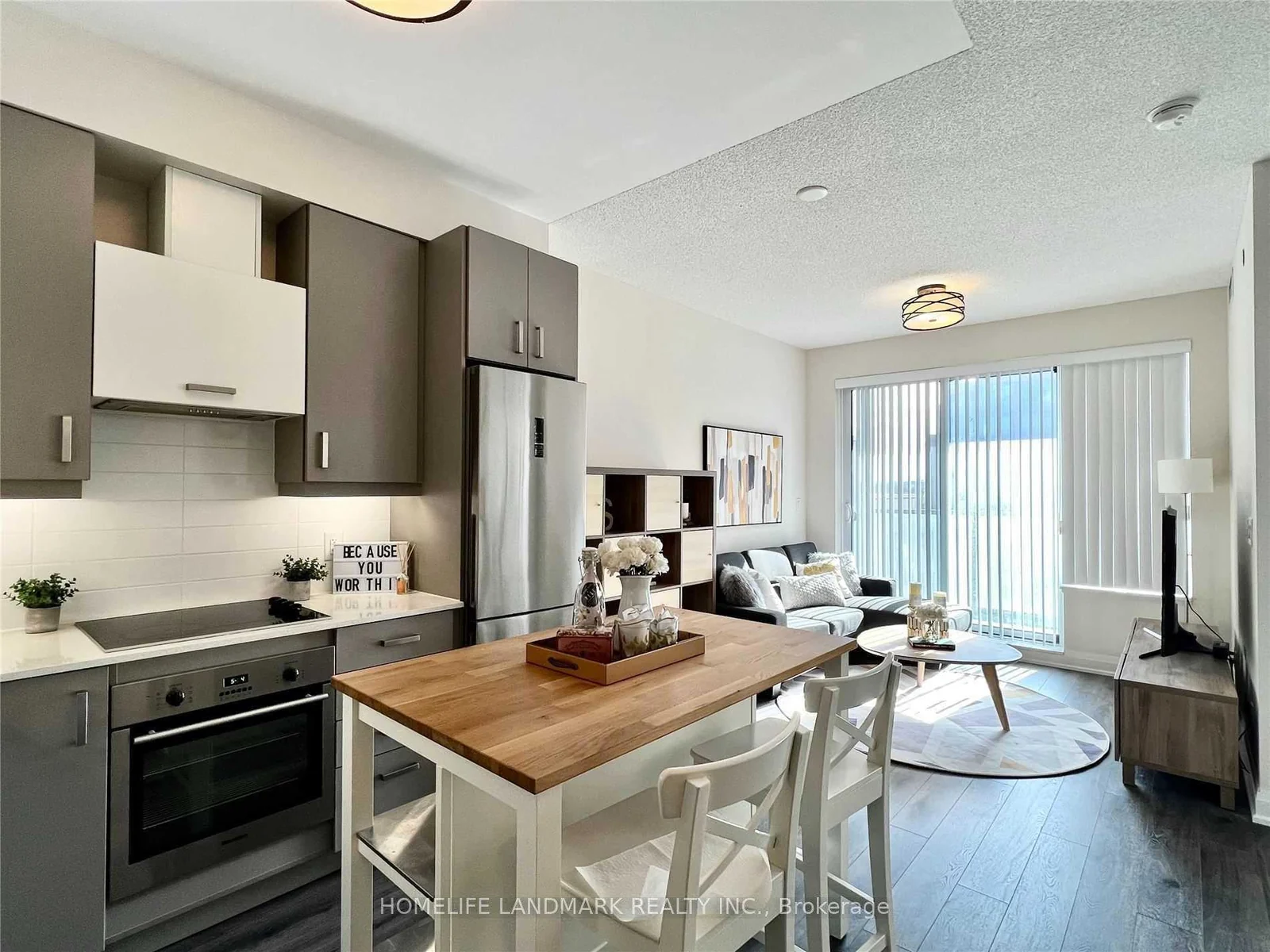 Open kitchen and living area